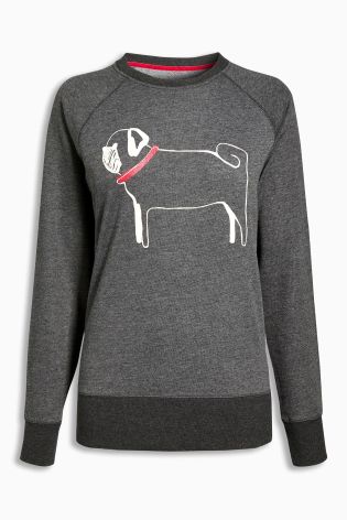 Grey Pug Dog Sweatshirt